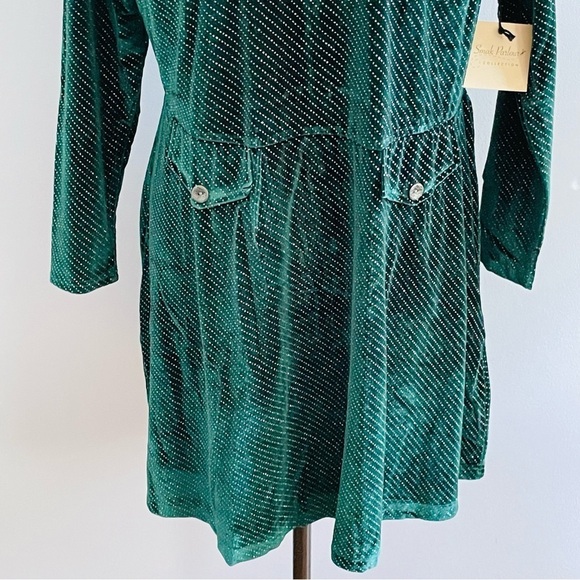 Smak Parlour Emerald Sparkly Velvet Mock Turtleneck Dress- Size 2X- NWT - Picture 5 of 10